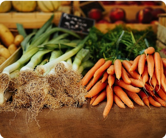 Fresh vegetables at an agricultural market