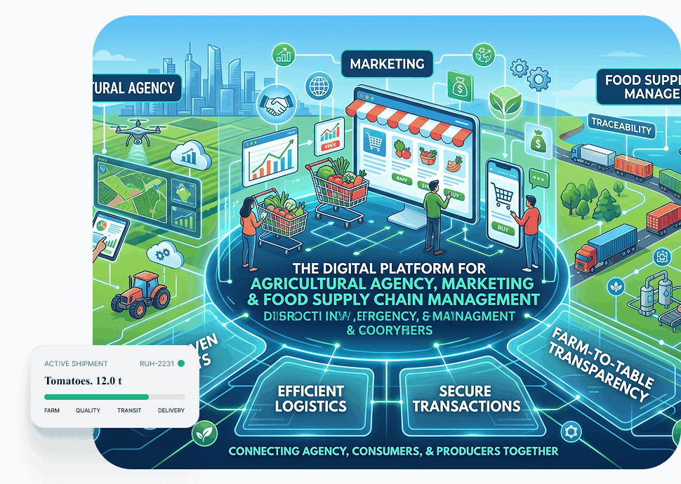 Asoug Green digital platform ecosystem illustration