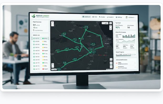 Fleet monitoring dashboard on a desktop monitor
