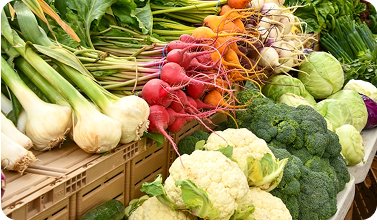 Fresh produce at a farmers market