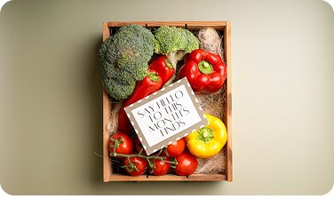 Crate of fresh vegetables ready for delivery